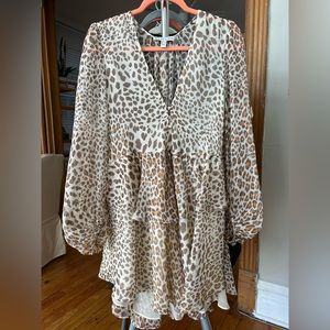 SHONAJOY Cheetah Print Mini Dress Long Sleeve Size 4